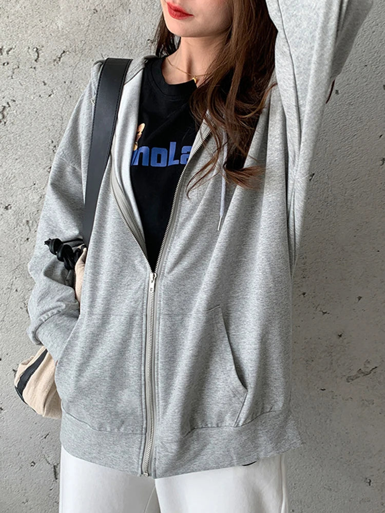 BIG PROMOTION Y2K New European and American Hooded Sweater Women's Loose Korean Autumn/Winter Salt Plush Casual Long Sleeve Coat