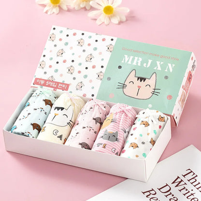 5Pcs/Set Children Underwear For Girls Cotton Soft Baby Girl Briefs Cute Cartoon Kids Triangle Underpants Exquisite Box Packaging