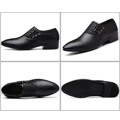 Formal Leather Shoes for Men Lace Up Oxfords Casual Business Black Leather Shoes for Male Wedding Party Office Work Shoes