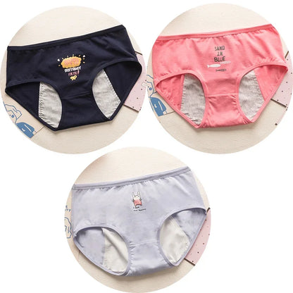 3pcs Cute Cartoon Girls Menstrual  Panties For Teenager Leakproof Physiological Period Underwear Children Panties for periods