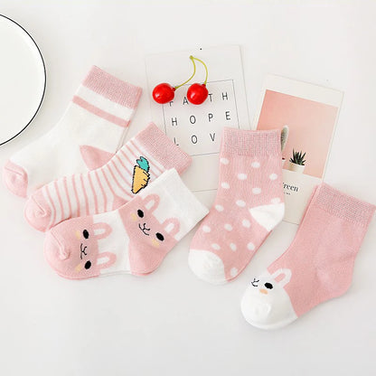 5 Pairs/Lot Kids Soft Cotton Socks Boy Girl Baby Infant Fashion Stripe Warm For Autumn Winter 0-8 Years Children Cartoon Sock