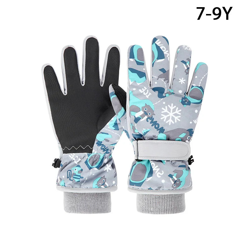 High Quality Children Kids Ski Gloves Winter Snowboard Snow Warm Glove Boys Girl Waterproof Thicken Mittens Keep Finger Warm