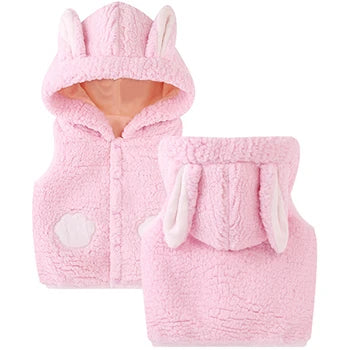 Keep Warm Autumn Winter Sleeveless Jacket For Girls Boys Cute Animal Hooded Vest New Fashion Plush Outerwear Baby Waistcoat 0-4Y