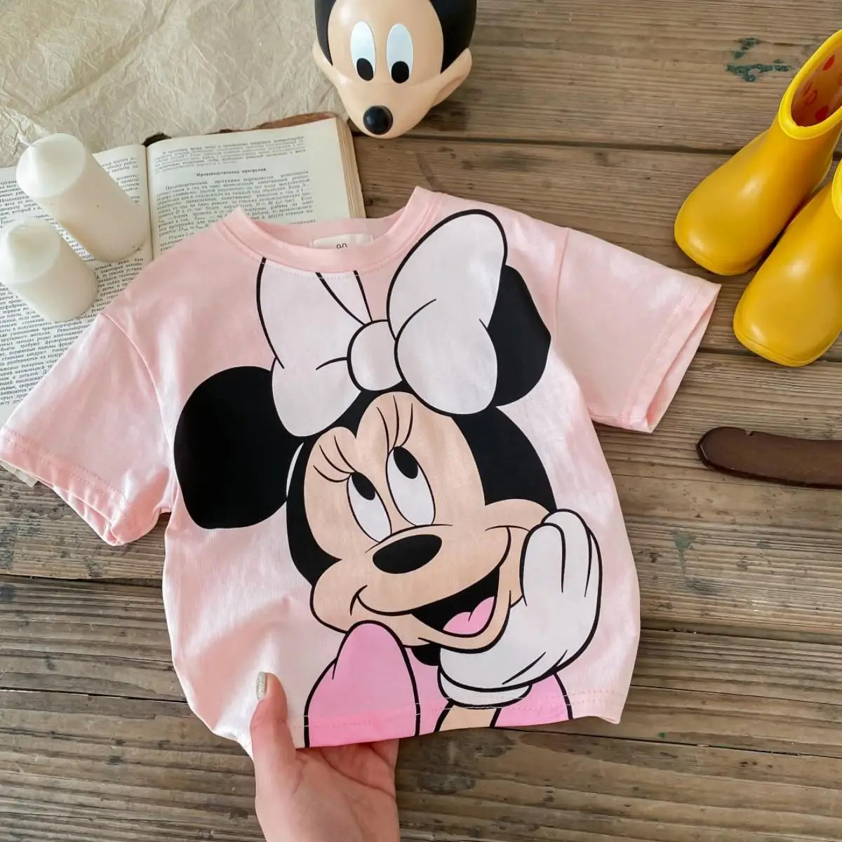 Summer Clothing Girls T-shirt Disney Minnie Short Sleeve Tops Children's Wear Tees Cartoon Cute Baby Girl T Shirts 1 2 3 4 5 6Y