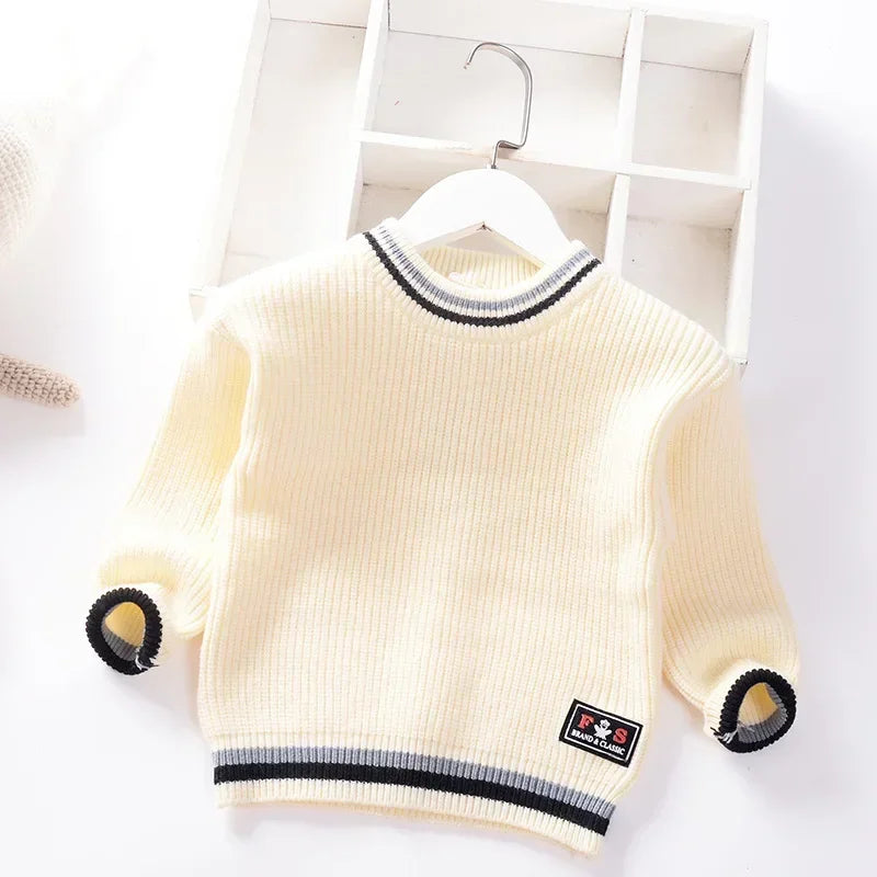 Autumn Winter 2024 Baby Boys Sweater Children knitted Clothes Kids Pullover Jumper Toddler Striped European American Style Boy