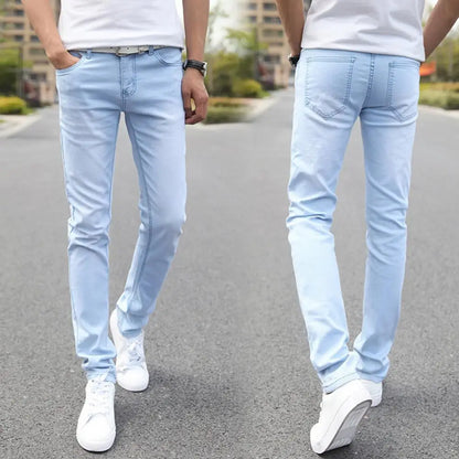 Men Jeans Stretchy Straight Leg Versatile Teenager Slim Fit Pencil Jeans   Pencil Jeans  Streetwear