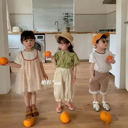 Children's Thin Pants Baby Girls Chiffon Trousers Kids High Waist Anti-mosquito Pant 2024 Summer Korean Style Clothing