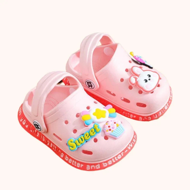 Summer Kids Sandals Children Hole Shoes Slippers Soft Non-slip Cartoon DIY Design Beach Sandy Slipper Shoe for Boys Girls