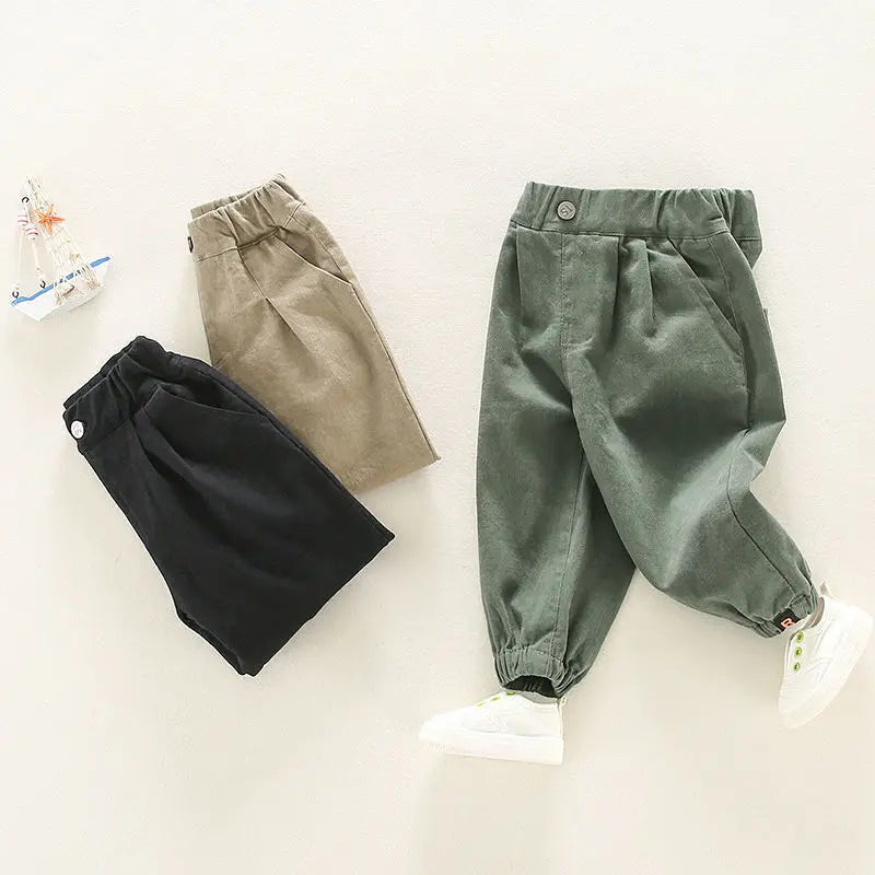 Autumn Children Boys Sweatpants Cotton Letter Sticker Infant Babys Boys Jogger Pants Solid Elastic Waist Toddler Boys Suspenders