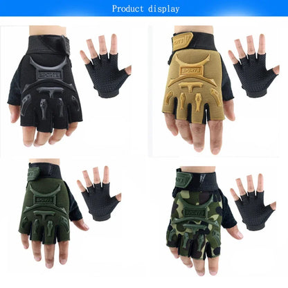 1Pair Kids Half Finger Cycling Gloves Non-Slip Fingerless Adjustable Mitten Shock-Absorbing Gloves for Boys Girls Fishing Biking