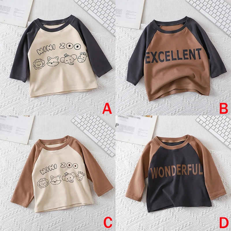 Spring Children's T-shirt Boys Girls Long Sleeve Base Coat Leisure Wear Boys Girls Tops Kids Clothes