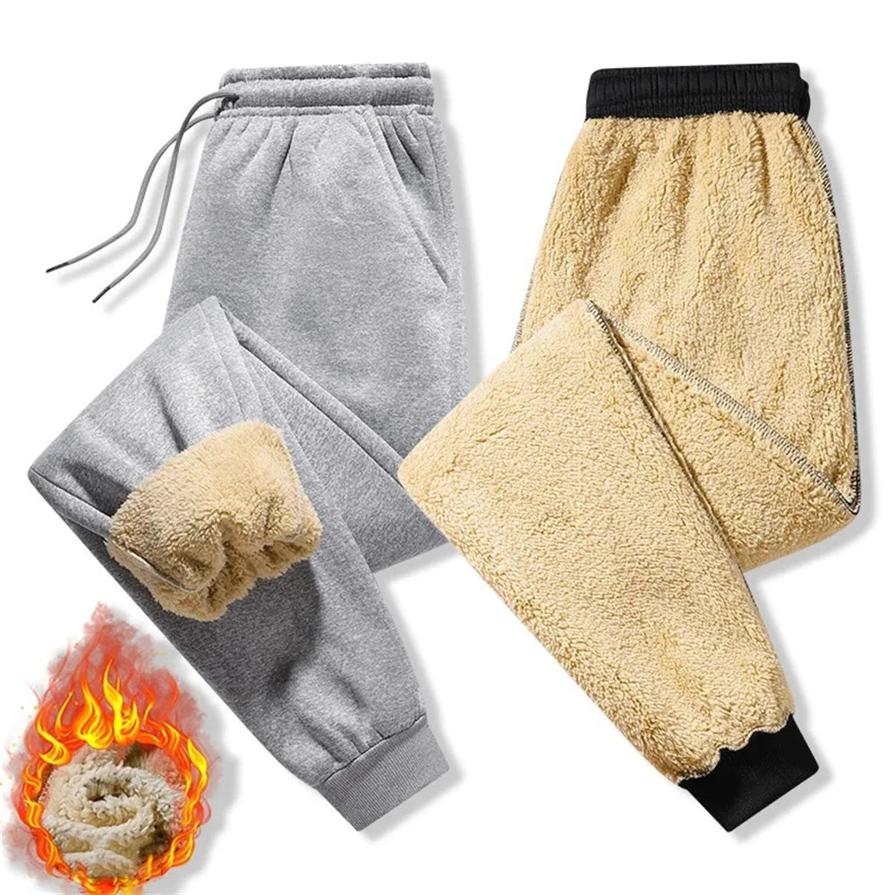 Winter Fleece Pants Thick Warm Thermal Trousers Men Fitness Drawstring Pants Jogging Sweatpants Gym Running Fitness Leggings