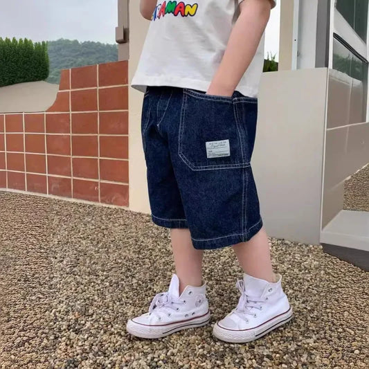 Summer Pants All Match Jeans Tide Boys' Summer Shorts 2024 New Comfortable and Breathable Children's Quarter Pants