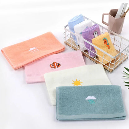 25*50cm Children Towels Baby Face Towel Soft Embroidered Absorbent Cotton Bath Towels for Newborn Kids Handkerchief Shower Stuff