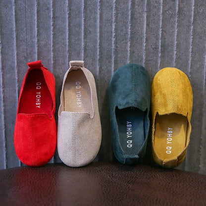 Children's Flat Shoes New Candy Color Simple Casual Shoes Loafers Slip-on Flats Lightweight Boys Girls Leather Shoes Moccasins