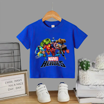 Superhero Teen 100% Cotton T-shirt Children's small cartoon print casual cotton T-shirt for boys and girls Baby comfortable shor