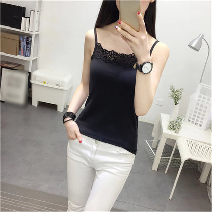 2022 Women's Spaghetti Strap Tank Tops Ladies Cami Top All-matching Lace Camisole Summer Camis Crop Tops Sport Sleeveless Tops