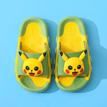 Aged 2-16 Children Slippers Kids Summer Cartoon Beach Shoes Boys Girls Schoolchild Soft Sole Non-Slip Bathroom Indoor Home Shoes