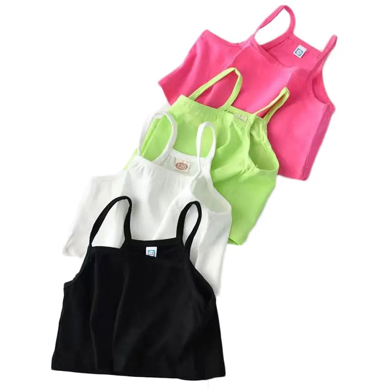 V-TREE Girls Tank Tops COTTON Girls Camisole Child Singlet for Girls Candy Color Girls Undershirt Kids Underwear Model