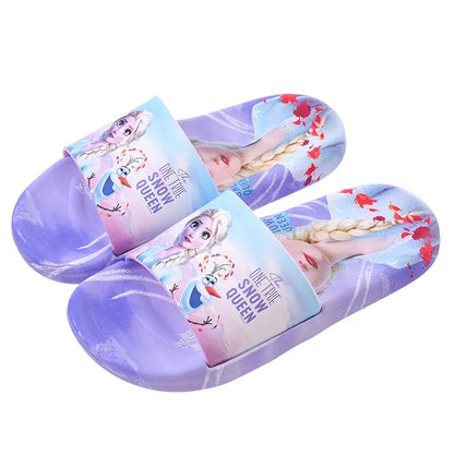 Disney Children's Home Slippers Girls' Summer Home Bathrooms Cartoon Frozen Princess Elsa Sandals Summer Beach Floor Shoes