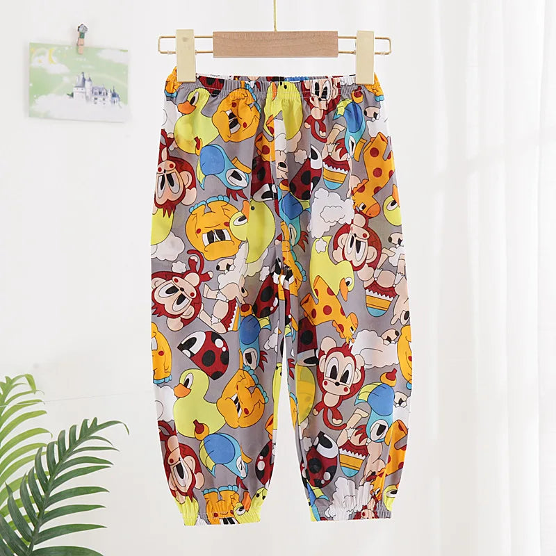 Children's Mosquito Pants 2 4 6 8 Yrs Boys Girls Summer New Disney Cartoon Print Loose Bloomers Cotton Kids Pajama Trousers