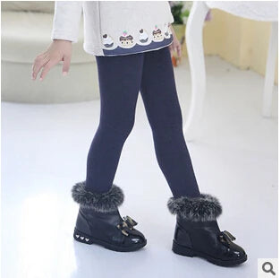 2023 New Winter Girls Warm Thick Warm Leggings Children Pants Kids Elastic Waist Colorful Plus Velvet Leggings Pants Fluff