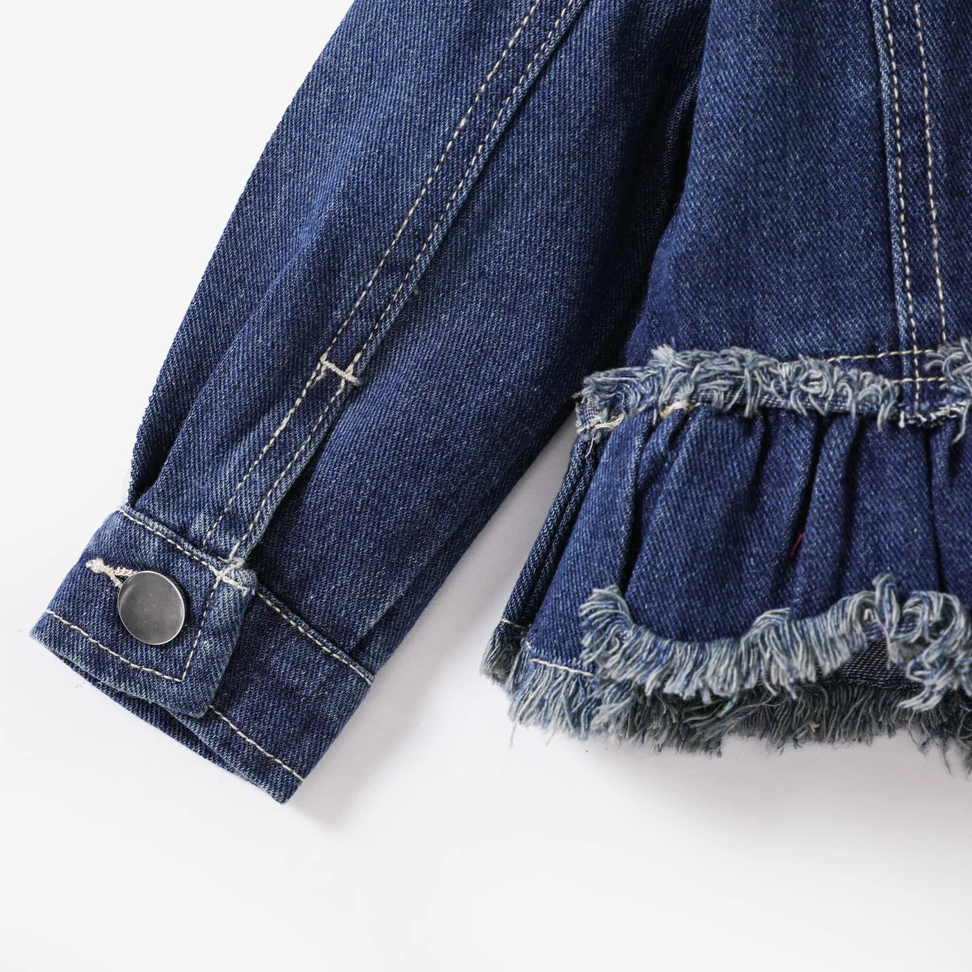 PatPat Baby Girl Childlike Fruit Embroidery  Lapel Denim Jacket