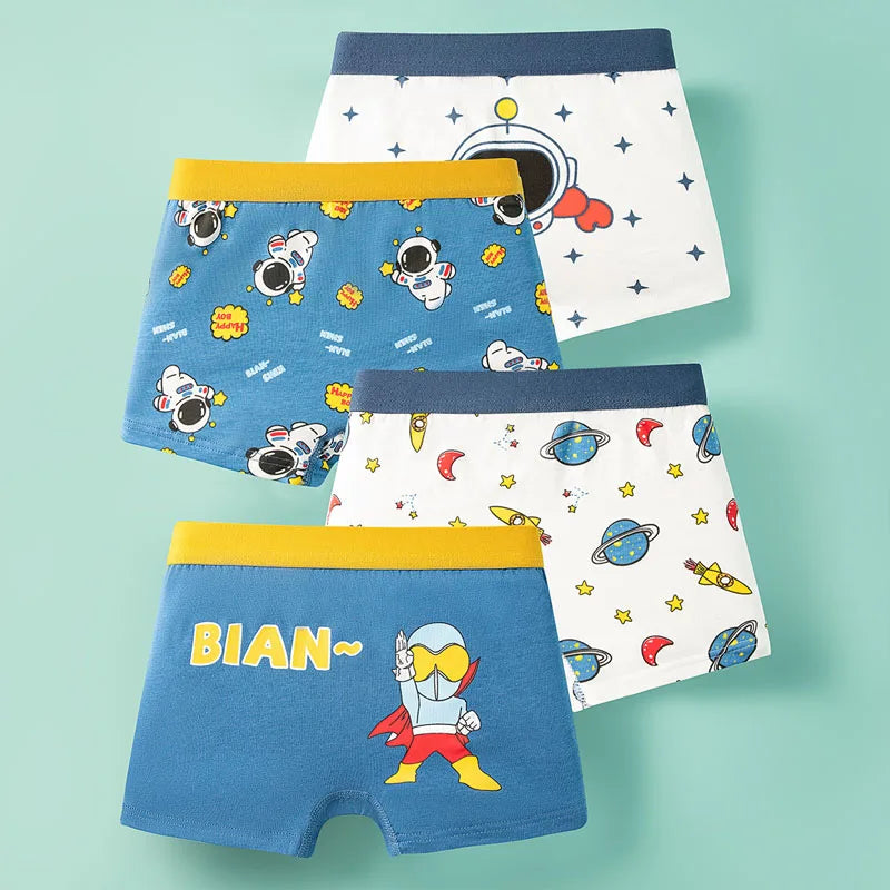 4 Pcs/Lot Children Underwear Cotton Boys Boxers Briefs 3-14 Years Old Kids Underpants Teens Knickers Breathable Boy Boxer Shorts