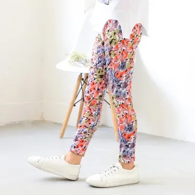 Girls Pants Baby Korean Style Leggings 2024 Spring Autumn Children's Elastic Leopard Printed Pant Teens Fashion Clothing