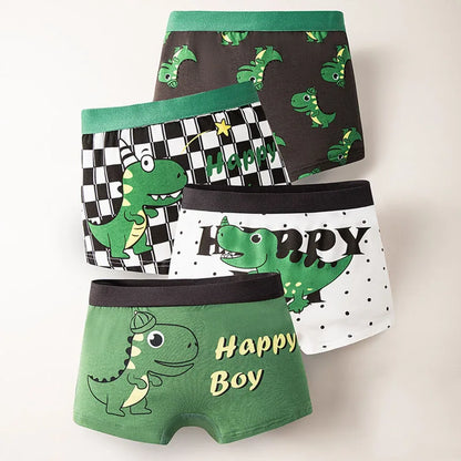 4 Pcs/Set Kids Boys Underwear Cotton Children Boxer Shorts Dinosaur Cartoon Child Panty Breathable Boys Boxers Briefs Trunks