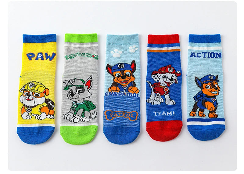 5 Pairs Paw Patrol Kids Socks Cotton Boys Cute Cartoon Socks for Children Baby Casual Socks Spring and Summer Boys Socks