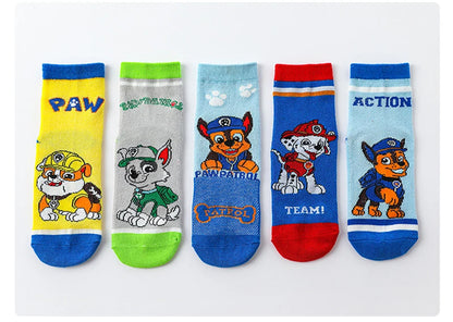 5 Pairs Paw Patrol Kids Socks Cotton Boys Cute Cartoon Socks for Children Baby Casual Socks Spring and Summer Boys Socks