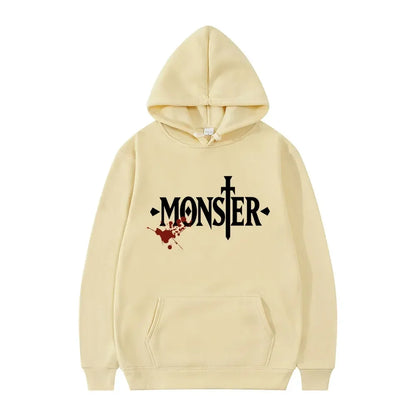 Japanese Anime Monster Logo Graphic Hoodie Harajuku Cool Style Long Sleeve Men Women Fashion Oversized Sweatshirt Hoodies Unisex