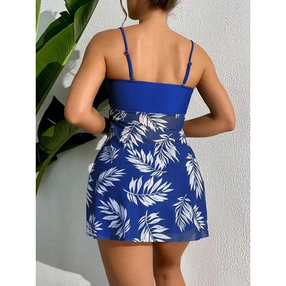 2024 Short Dress Tankini with Shorts Swimsuit Women Swimwear Female Padded Printed Bathing Swim Suit Swimming Beachwear Summer