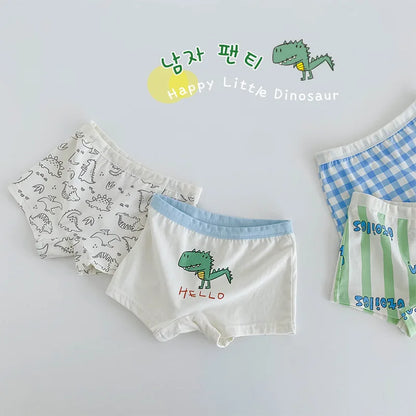 Children's Underwear Kids Panties Boys Cotton Briefs Cartoon Bear Dinosaur Pattern 4pcs/pack Soft Four Seasons Boxers