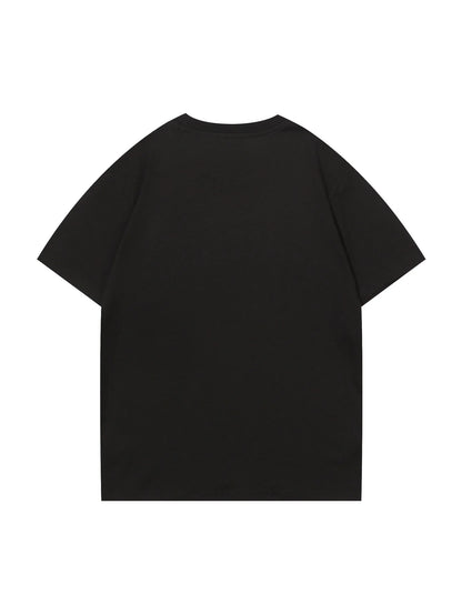 Boys and girls universal black cotton round neck short-sleeved T-shirt top summer outdoor casual solid color