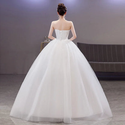 GIYSILE Wedding Dress Plus Size Evening Dress Korean Style Tube Top Temperament Main Wedding Dresses Floor-length White Dress