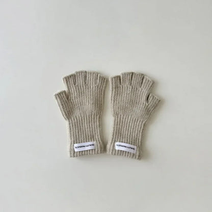 Wool Warm Children Fingerless Glove for Boy Girl Chic Simplicity Candy Color Student Glove Autumn Winter Half-finger Gloves