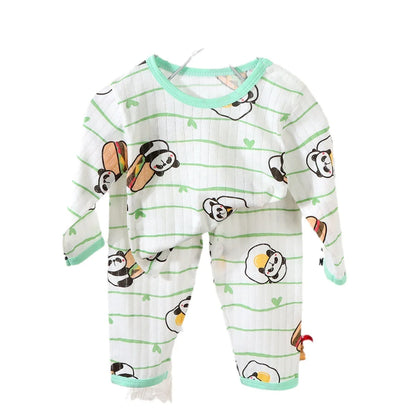 2024 New Baby Cotton Home Clothes Children's Class Suit Boys Girls Nine-quarter Sleeve Pajamas Kids Long T-shirt + Pants