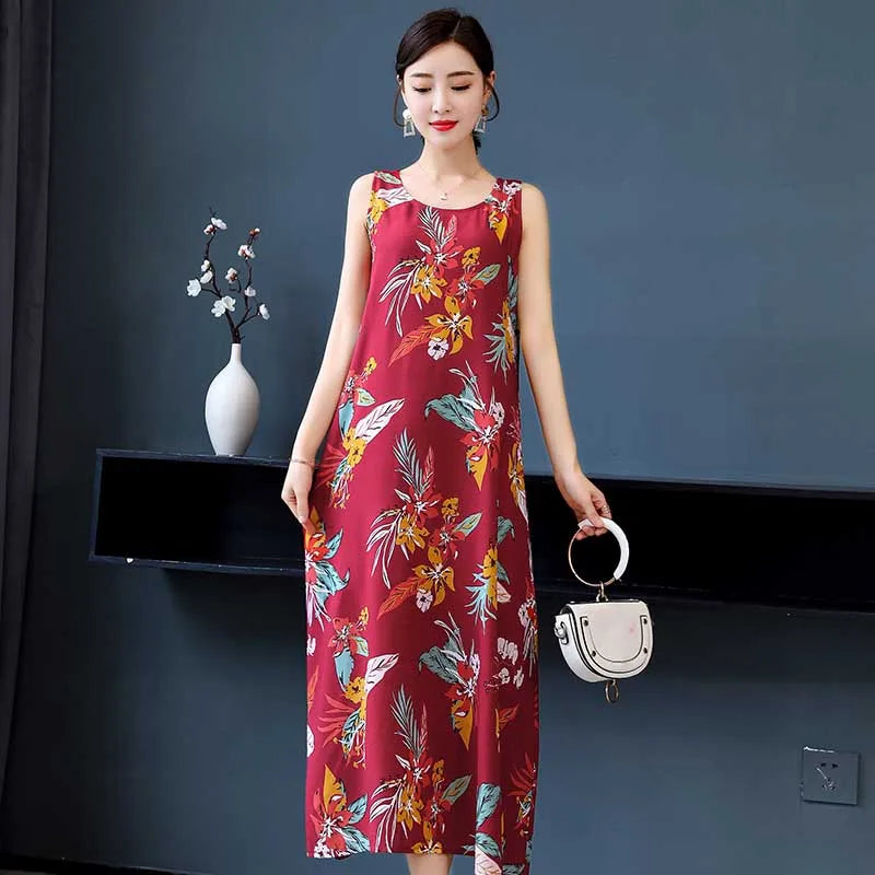 New Hot Fashion Summer Dresses For Women Print Vintage O-neck Dress Sundress Fashion A-line Dress Women Clothing