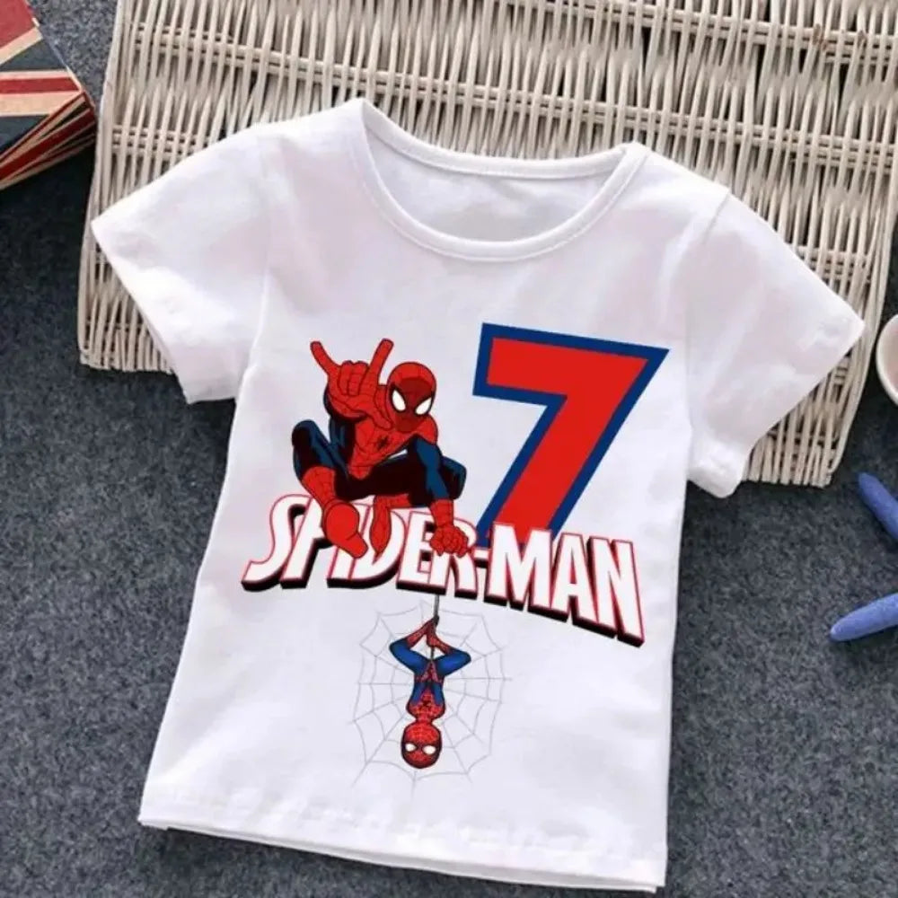 Summer Marvel Spiderman Cotton Children T-shirt 1-9 Years Old Birthday Gift Boy Clothing Fashion Casual T Shirt Baby Kid Tee Top