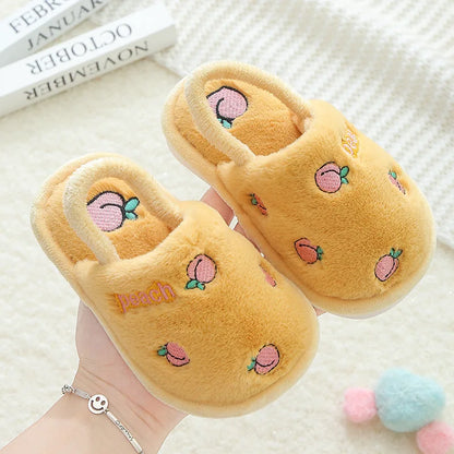 Toddler Shoes Winter Baby Home Slippers Girls Strawberry Warm Cotton Slippers Indoor Antislip Slides Kids Boy Pantufa Infantil