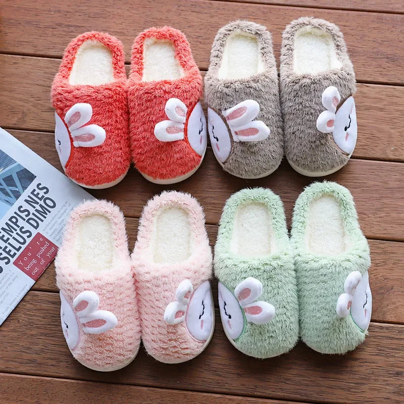 New Slippers For Home For Children Boys Girls Autumn Winter Home Furry Cute Flip Flops Rabbit Indoor Wooden Floor Warm Cotton Sh