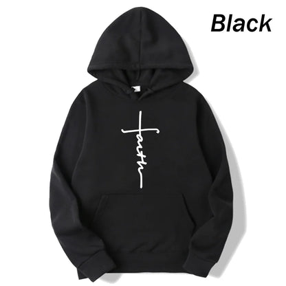 Unisex Cool Faith Print Hoodie Sweatshirt Men Women Fleece Hoodie Fashion Sports Hoodie Crew Neck Hoodie Sweatshirt