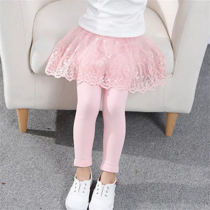 Girls Leggings Lace Princess Kids Skirt-pants Summer Autumn Clothing Children Slim Puffy Skirt Pant Trousers 2-6 Years Clothes