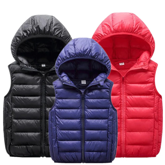 Teenagers Boys Girls Warm Down Vest Autumn Winter Cotton Waistcoat Kids Outerwear Children Clothing Hooded Jacket Vests