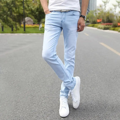 Men Jeans Stretchy Straight Leg Versatile Teenager Slim Fit Pencil Jeans   Pencil Jeans  Streetwear