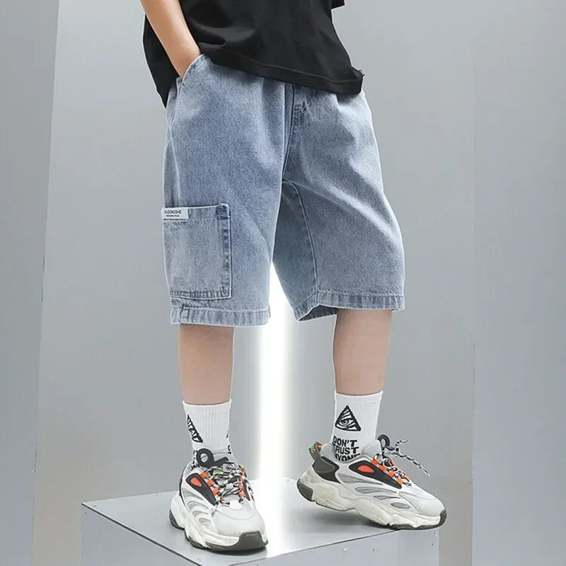 Thin Style Fashionable Five-point Pants Trendy Kids Clothes Casual Capris Summer Boys Jeans Shorts 2024 New