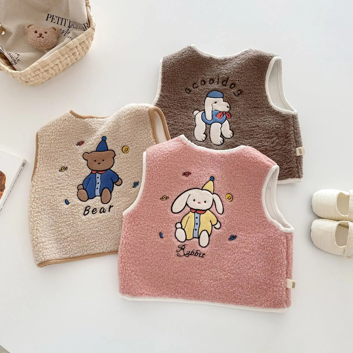 Baby Girls Boys Vest Kids Warm Sleeveless Jacket Toddler Infant Cartoon Outerwear Children's Clothing Korean Style