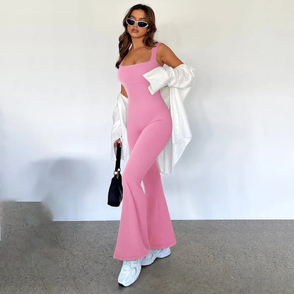 Sleeveless Jumpsuit Women Bodycon One-piece Outfit Square Neck Casual Streetwear Playsuits Rompers Overalls playsuits Bodysuit